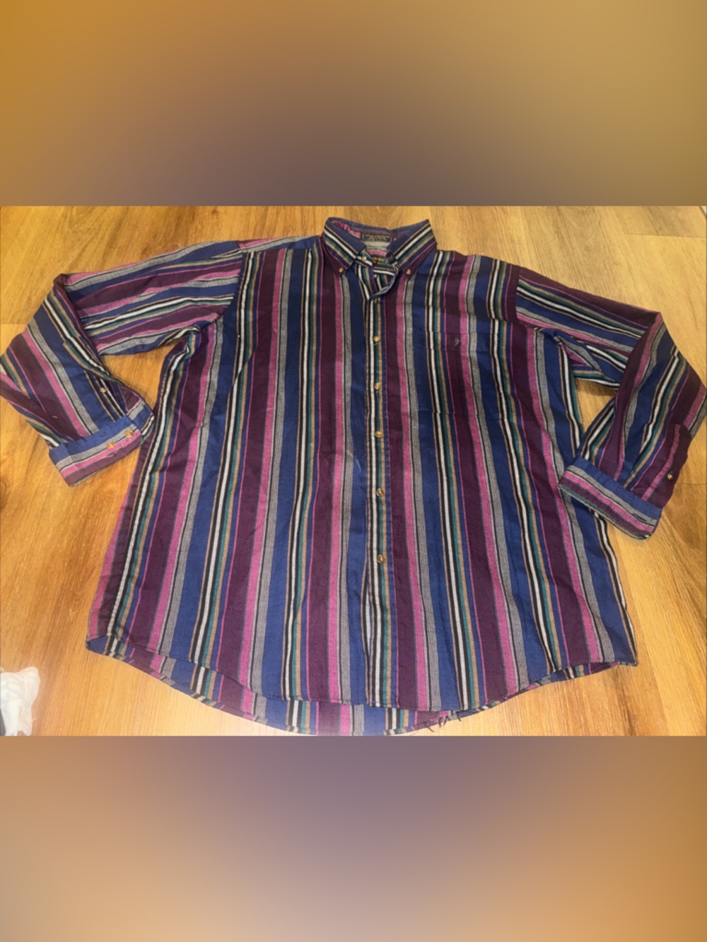 Colours by Alexander Julian Striped Multicolor Cotton Button-Down Shirt Size L